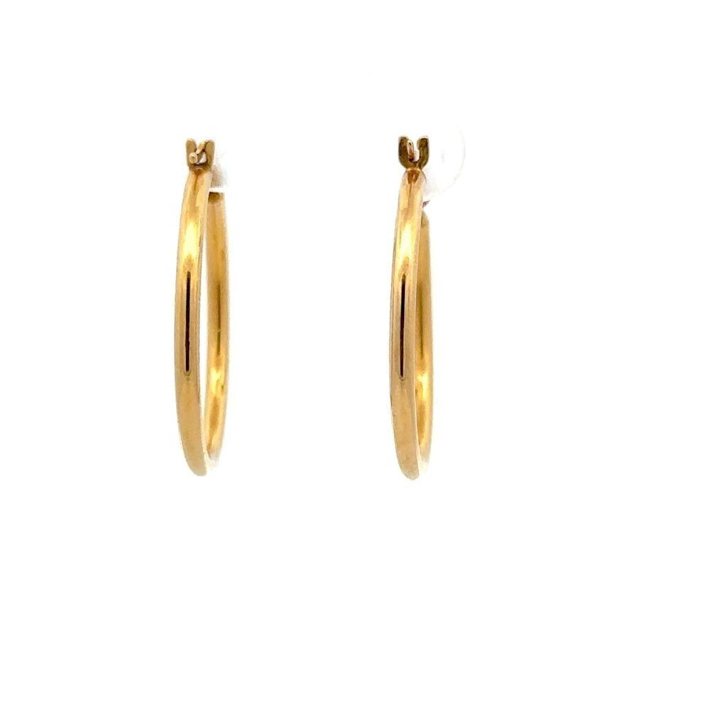18K Gold Earrings Hoops Polished 1.48 grams - Picture 1 of 9